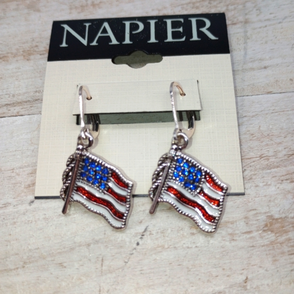 Napier Patriotic American Flag Earrings